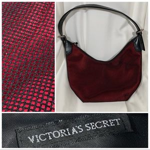 Victoria's Secret Black Fish Net on Red satin with Black pleather Trim Baguette
